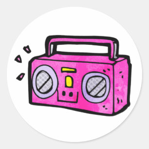 Sticker Rond Boombox radio rétro