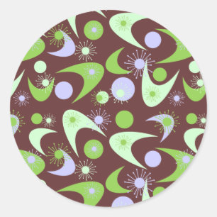 Sticker Rond Boomerangs rétro du milieu du siècle