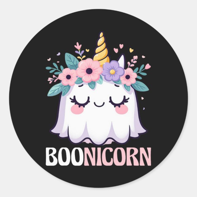 Sticker Rond Boonicorn Unicorn Ghost (Devant)