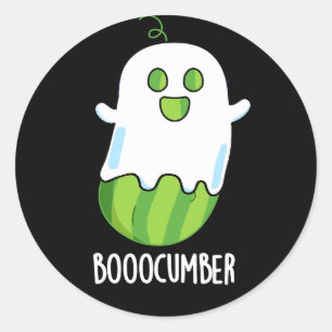 Sticker Rond Booocumber Funny Ghost Cucumber Pun Dark BG
