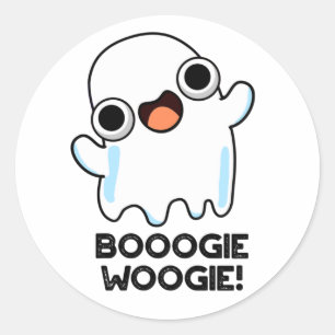 Sticker Rond Booogie Woogie Funky Music Ghost Pun
