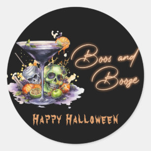Sticker Rond Boos et Booze Halloween Party