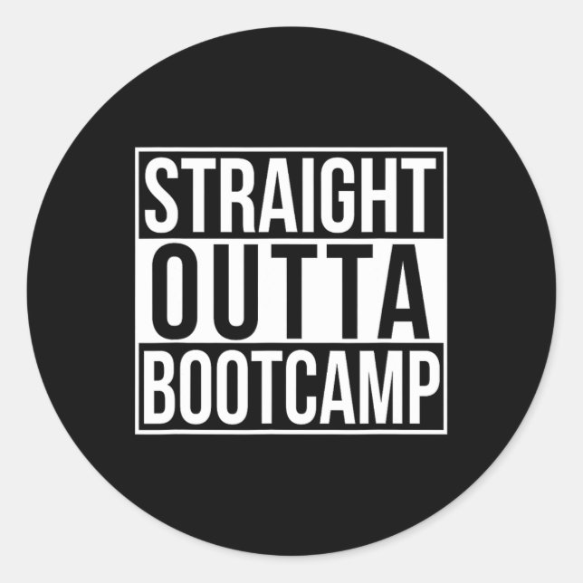 Sticker Rond Bootcamp Stright Outta (Devant)