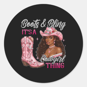 Sticker Rond Boots &amp ; Bling Son Cowgirl Black Cowgir