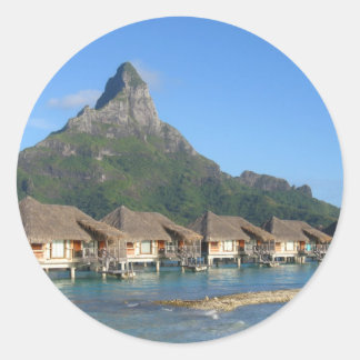 Sticker Rond Bora Bora Huts