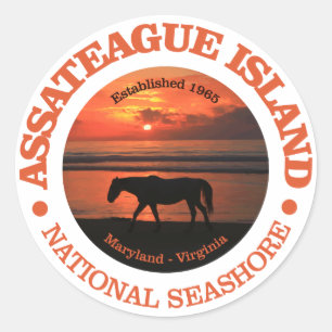 Sticker Rond Bord de la mer de ressortissant d'île d'Assateagu