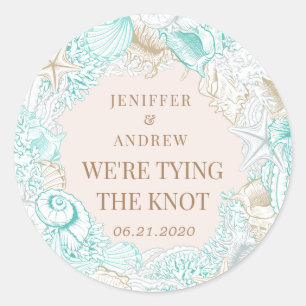 Sticker Rond bord de mer enregistrer la date monogramme