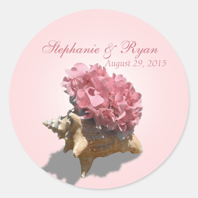 Sticker Rond Bord de mer Hydrangea rose (Devant)
