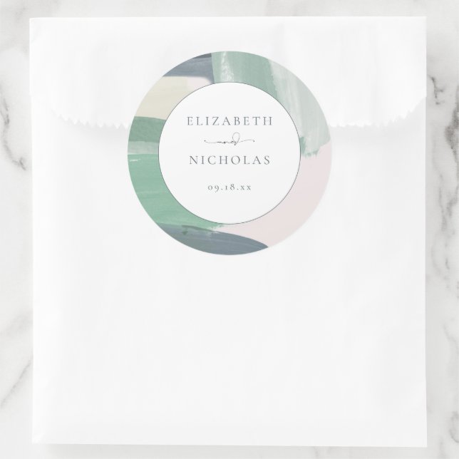 Sticker Rond Bord de mer Ocean Glass | Mariage de monogramme (Sac)