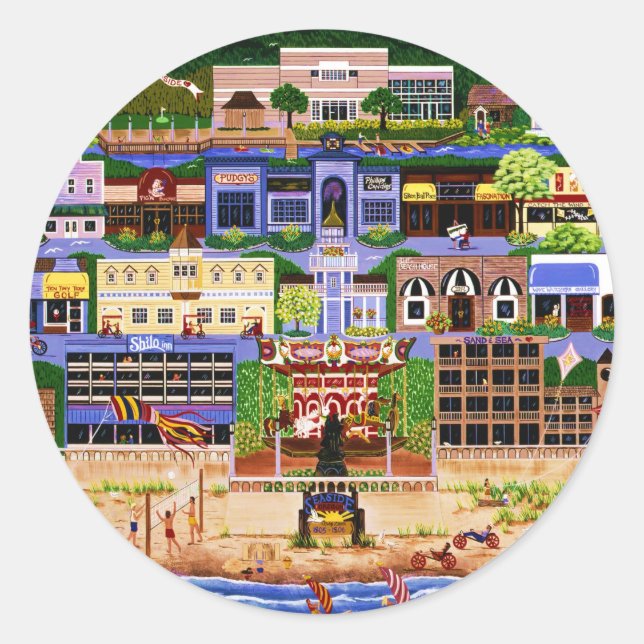 Sticker Rond Bord de mer Oregon (Devant)