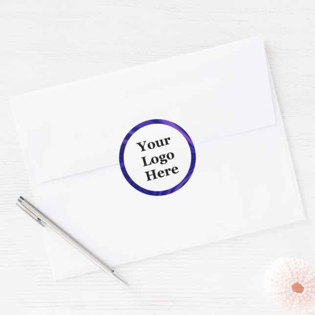 Sticker Rond Bordure Abstraite violet tendance Votre logo ici (Enveloppe)