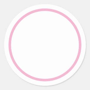 Sticker Rond Bordure blanche simple et rose clair, vide à l'int