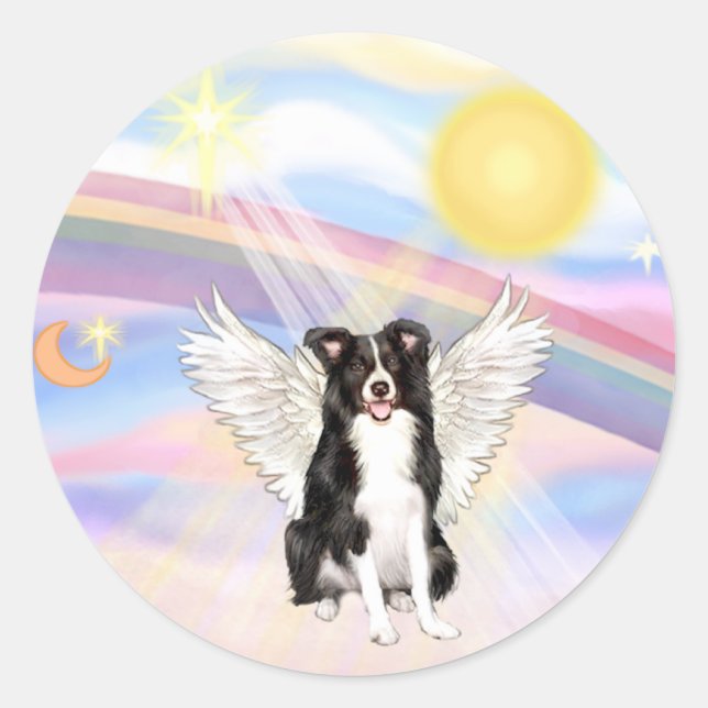 Sticker Rond Bordure Collie (Devant)