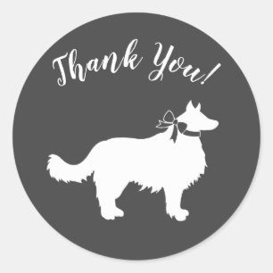 Sticker Rond Bordure Collie Chien Baby shower Chien Chien Chien