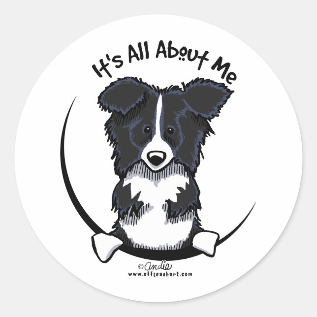 Sticker Rond Bordure Collie Tout Sur Moi (Devant)