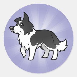 Sticker Rond Bordure de dessin Collie