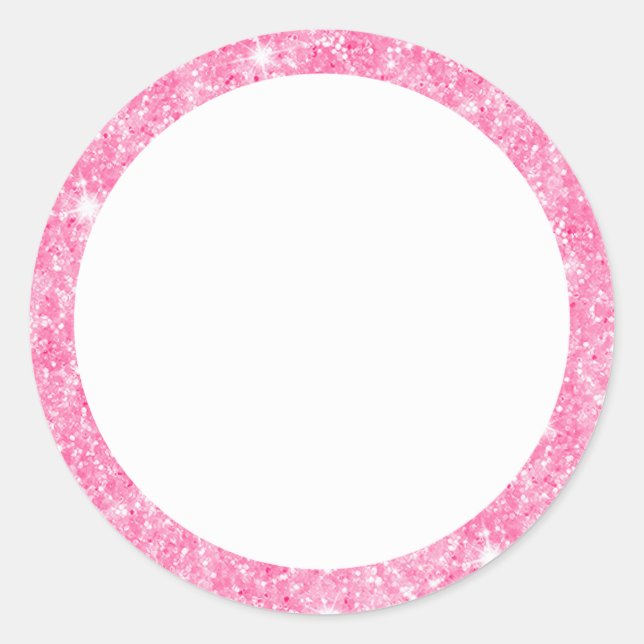 Sticker Rond Bordure de parties scintillant rose vierge (Devant)