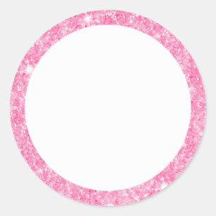 Sticker Rond Bordure de parties scintillant rose vierge