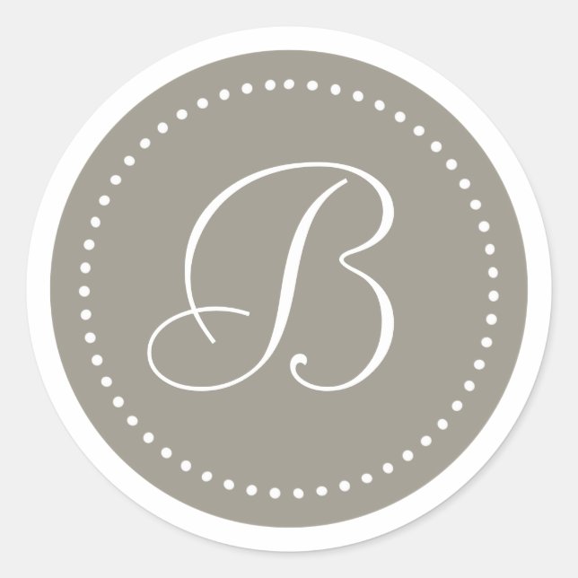 Sticker Rond Bordure en aluminium rond Monogramme Argent/point  (Devant)