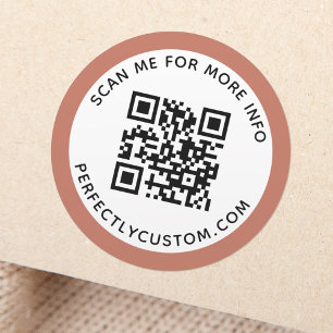 Sticker Rond Bordure marron en terre cuite moderne code QR et t