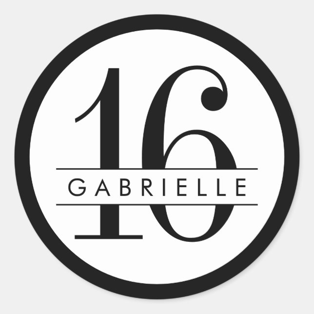 Sticker Rond Bordure noire et blanche Anniversaire Favoriser Ét (Devant)