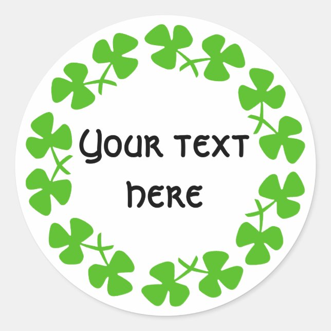 Sticker Rond Bordure Shamrock verte Ajouter un texte (Devant)