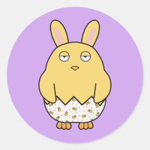 Sticker Rond Bored Bunny Chick