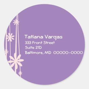 Sticker Rond Bornes de fleurs violettes