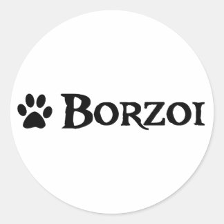 Sticker Rond Borzoi (style pirate avec empreinte digitale)