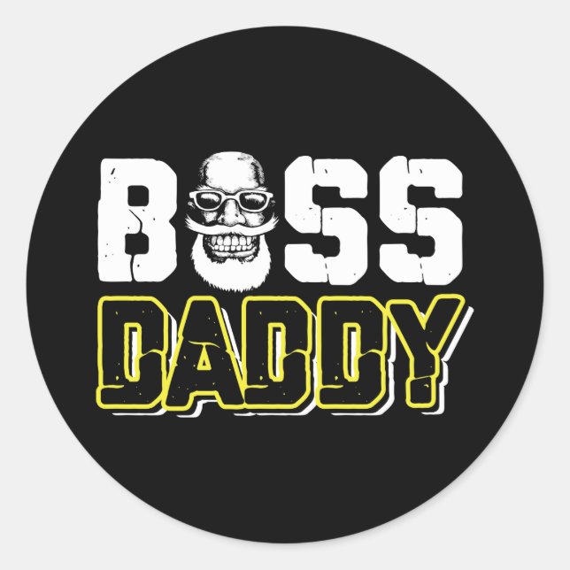Sticker Rond Boss Daddy Funny (Devant)