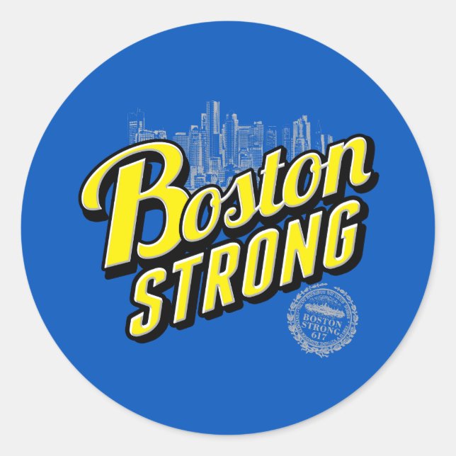 Sticker Rond Boston City se souvient de Bleu (Devant)