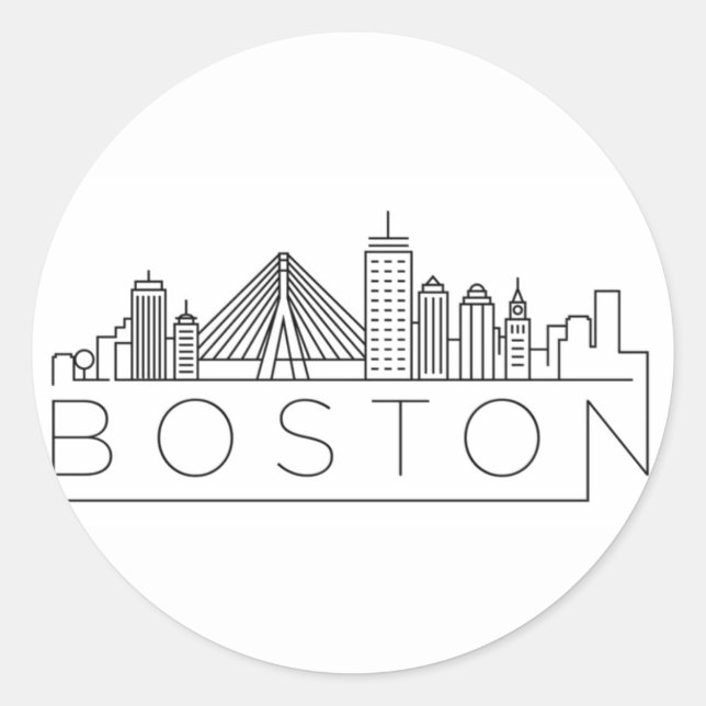 Sticker Rond Boston City Skyline, boston ma skyline (Devant)