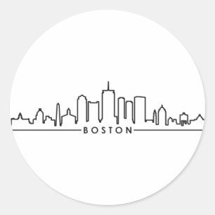 Sticker Rond BOSTON Massachusetts USA City Skyline Silhouette