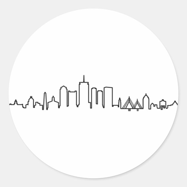 Sticker Rond BOSTON Massachusetts USA City Skyline Silhouette (Devant)