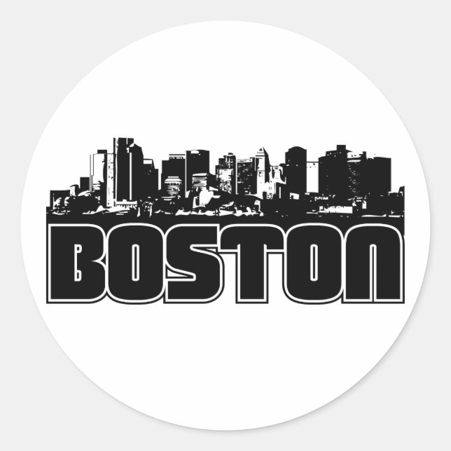 Sticker Rond Boston Skyline (Devant)