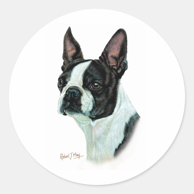 Sticker Rond Boston Terrier (Devant)