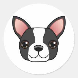 Sticker Rond Boston Terrier