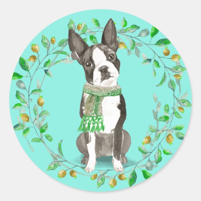 Sticker Rond Boston Terrier Bestie (Devant)