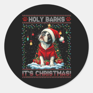 Sticker Rond Boston Terrier Décorations d'arbre de Noël Chien L