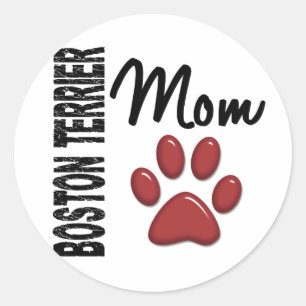 Sticker Rond Boston Terrier Maman 2