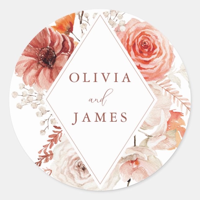 Sticker Rond Botanique Boho Floral Frame Mariage (Devant)