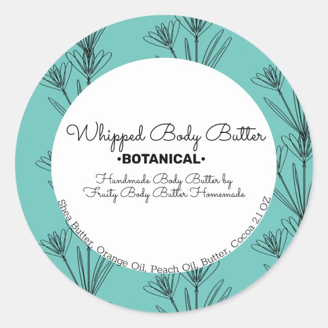 Sticker Rond Botanique Botanique Beurre Bain Marque Emballage (Devant)