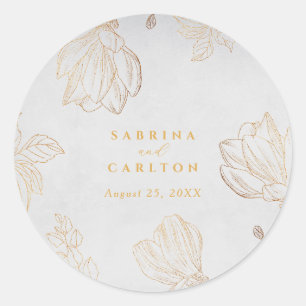 Sticker Rond Botanique moderne Golden Nature Floral Mariage