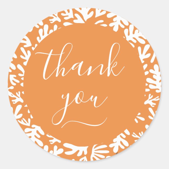 Sticker Rond Botanique Orange Petite entreprise Merci client (Devant)
