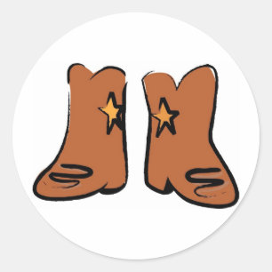 Sticker Rond Bottes Cowboy Cartographiées