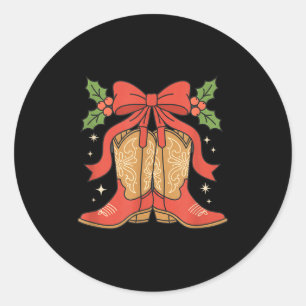 Sticker Rond Bottes de cowboy de sensibilisation Noël Soutien C