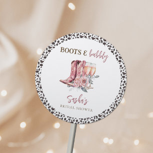Sticker Rond Bottes et bulles Élégante Baby Shower Rose