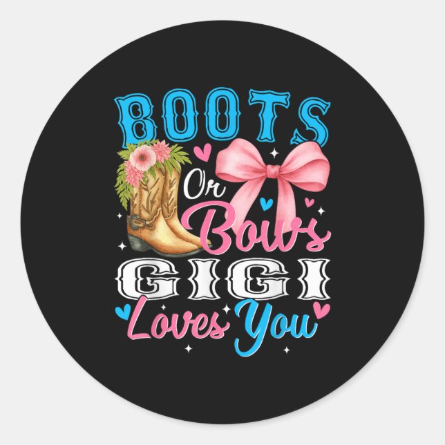 Sticker Rond Bottes Ou Bows Gigi Vous Aime Genre Révéler Famill (Devant)
