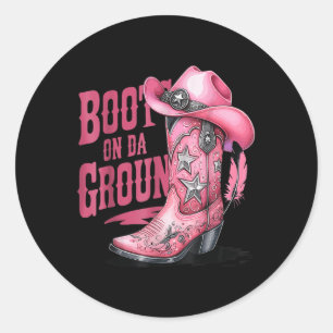 Sticker Rond Bottes Sur Le Terrain Danser Western Cowgirl Count