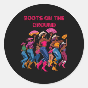 Sticker Rond Bottes Sur Le Terrain Drôle Boots De Femme Fouetta